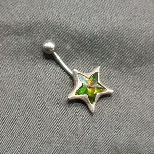 Iridescent Stone Star Belly Button Bar